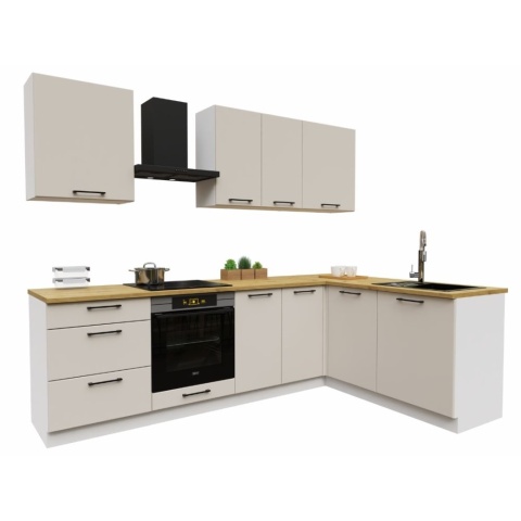 Zestaw mebli kuchennych DENIS 2.60 / 1.70 kolor beżowy mat
