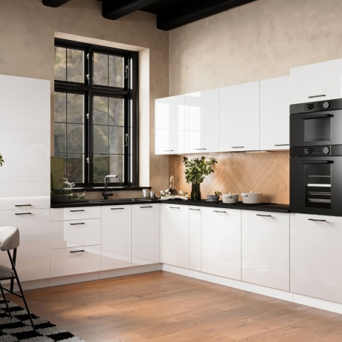 Zestaw mebli kuchennych DENIS 2.60 / 1.70 kolor biały połysk