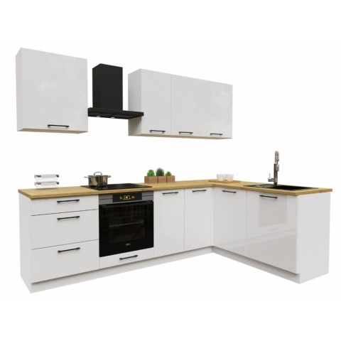 Zestaw mebli kuchennych DENIS 2.60 / 1.70 kolor biały połysk