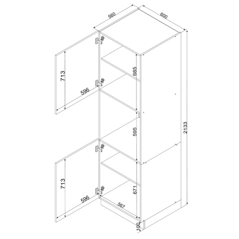 Słupek kuchenny 60 cm pod piekarnik ISABEL czarny groszek