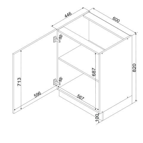 Szafka kuchenna dolna 60 cm z półką ANIKA grafit