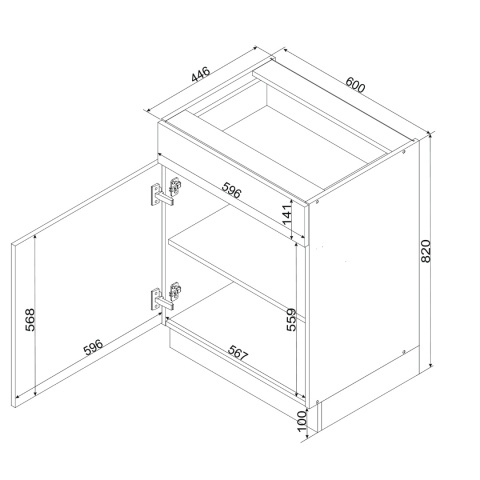 Szafka kuchenna dolna 60 cm z szufladą ANIKA dąb artisan