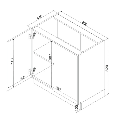 Szafka kuchenna dolna 80 cm z półką ANIKA dąb artisan