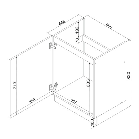 Szafka kuchenna dolna zlewowa 60 cm ANIKA grafit