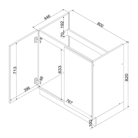 Szafka kuchenna dolna zlewowa 80 cm ANIKA dąb artisan